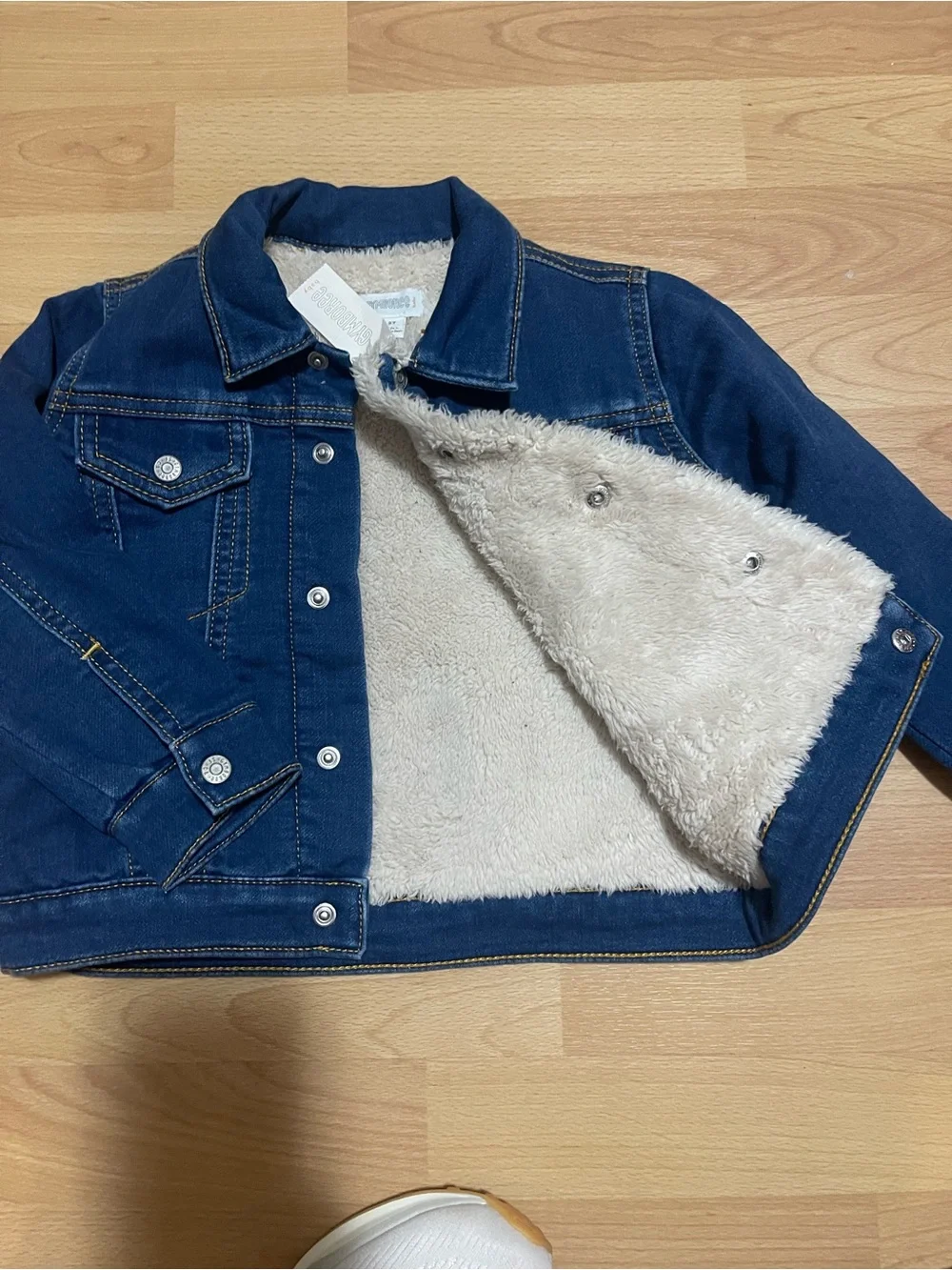 Kids Dark Blue Denim Jacket with Sherpa Lining
